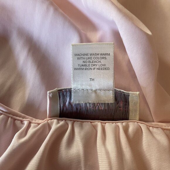 Shadowline Retro Style Light Pink Lace-Trim Short Sleeve Nightgown Size M - Picture 6 of 6